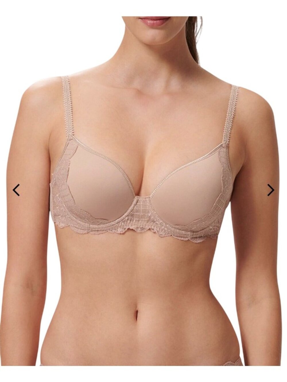 Simone Perele Reve Lace Plunge Bra 12Z316 E New 38E Nude